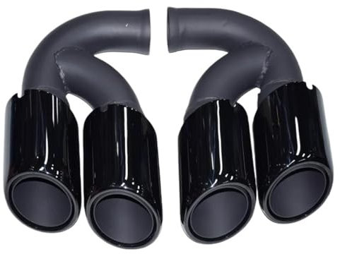 FUNFOB Auspuffblenden Für Cayenne 958 2011–2014 Auspuffrohr-Upgrade GTS 304 Edelstahl Schwarze Schalldämpferspitze Auspuffblende(Short Black)