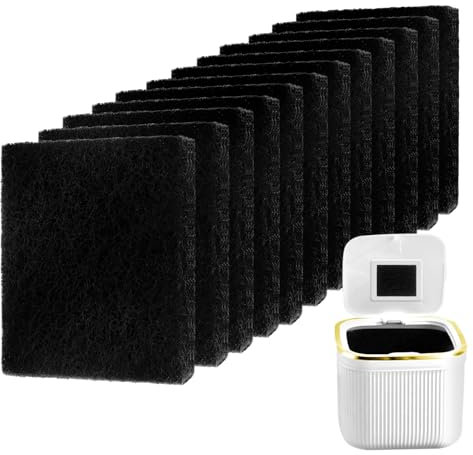 12 PCS Carbon Odour Filters for Compost Bin Kit Odour Filter for Food Waste Caddy Replacement Rectangle Activated Carbon Filters Sheet for Kitchen Compost Bucket