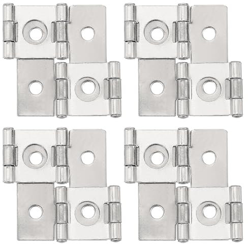 QUARKZMAN Scharniere Doppelt wirkende Scharniere Faltbarer Bildschirm, 4 Stück 47mm Doppelschwenkscharniere im Retro-Stil 270 Grad Drehung Bildschirmscharniere, Silber