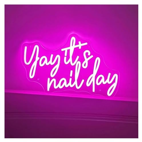 RONGCH Hanging Art Neon Signs Yay It's Nail Day Neon Sign Dimmable LED Light for Wall Decoration USB Powered for Bedroom Bar Party 40cm×28cm