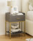 HEYZOEY Mesita de noche gris, 3 niveles, moderna, mesita de noche con cajón y estante, pequeña mesa auxiliar para dormitorio, salón, gris (sin enchufe)