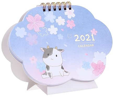 DIYEAH 2st Schreibtischkalender Desktop-kalender Pads-kalender Monat Datum Stehende Kalender Zappeln Kalendertisch 2021 Standkalender Kalender 2021 Kleiner Tischkalender Blue Papier