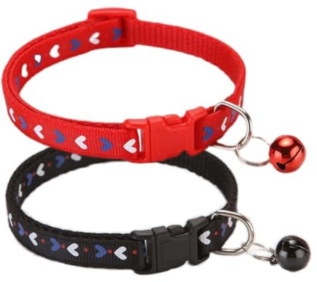 Welpenhalsband mit Glöckchen, 2er-Pack, Basic-Katzenhalsbänder mit Glöckchen, XS-Hundehalsband für XXS, XS, kleine Haustiere, Hunde, weibliche Kätzchen, Mädchen, Tier, Halsumfang 17,8 - 30,5 cm