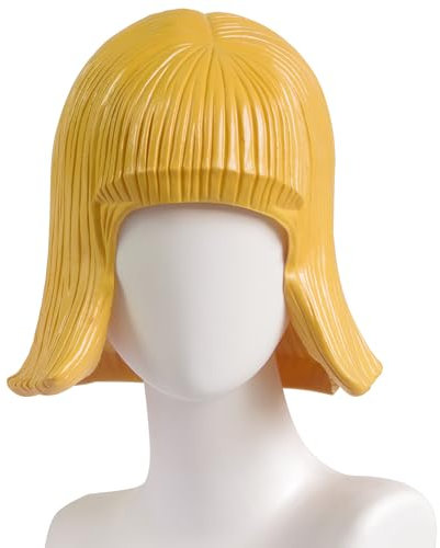 Uleeso Gelbe Latex-Perücke – Drag Queen Party-Geschenkperücke – Kostüm-Gummi-Haar-Hüte für Cosplay, Halloween und Motto-Partys