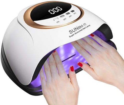 QUEMISS UV Led Nail Lamp 4 Timers, High-Power 280W Gel Nail Polish Dryer Gel Nail Lamp LED Display with Automatic Sensor Portable Dual-Speed Drying for Nail Lamp, Suitable for Home Salons