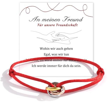 QianSiLi Frauen Geschenk Für Beste Freundin,Edelstahl Armband Damen,Freundschaftsarmbänder,Geschenk Frauen Geburtstag,Rotes Armband Damen,Trauzeugin,Glücksbringer(Rot)