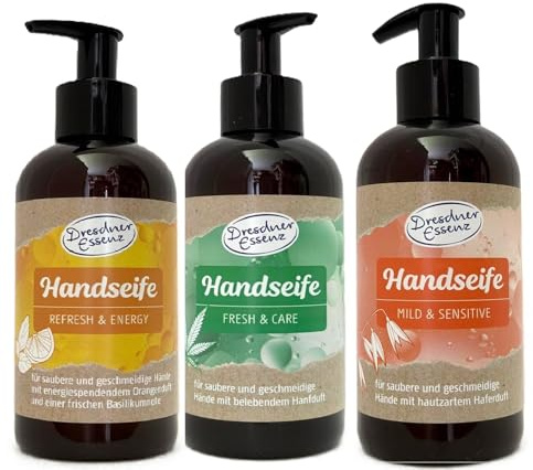 3-er Pack Dresdner Essenz Handseife Fresh & Care Mild & Sensitive Refresh & Energy 3x 250ml