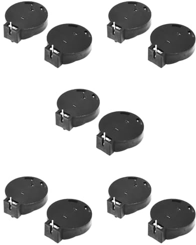 Remingtape 10 Stueck CR2450 Muenzen Zellen-Knopf-Batterie Einfassung Halter Gehaeuse 2 Stifte Schwarz
