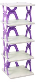 Porceosy Faltbares Schuhregal, keine Montage erforderlich, tragbarer, platzsparender Aufbewahrungs-Organizer mit staubdichten Regalen, robust und leicht, für Zuhause, Schrank, Flur, Lila, 4 Gitter