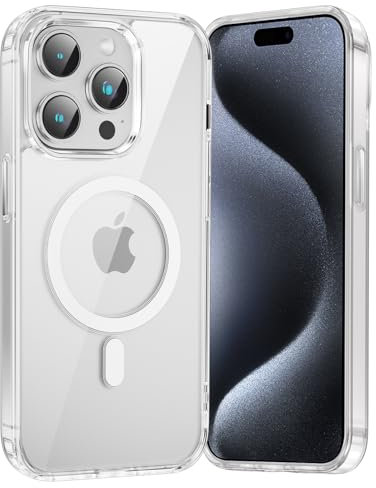 Coiwxmoi Cover Magnetica per Apple iPhone 15 Pro Max,Compatibile con Magsafe,SottileMorbido Silicone TPU +Hard PC Custodia Antiurto Anti-Graffio Protettiva Cover per iPhone 15Pro Max 6.7,Trasparente