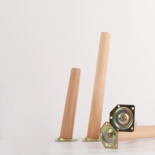 SGSKEIEY 4 Stück Möbelfüße 30cm Eiche Tischbeine Rund Massivholz Ersatz Holzbeine Verschiedene Größen - Möbelfüße Holz, Füße für Möbel (tilt,60cm)