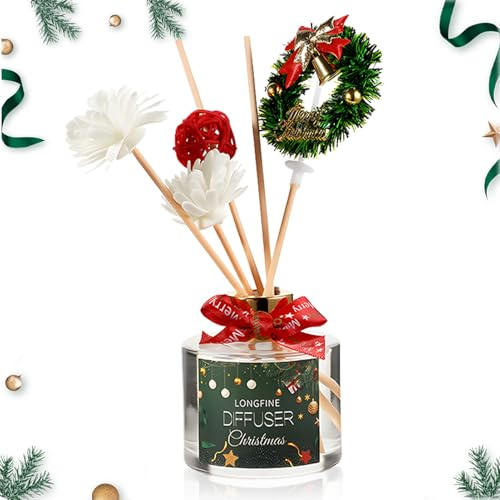 WEILAOK Christmas Diffuser, Christmas Reed Diffuser, christmas Diffusers for Home, Long-Lasting Fragrance Reed Diffusers for Home, Suitable for home, Office, Bedroom, North of the Cedars, 120ml