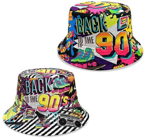 IIRC 2 STK Retro Fischerhüte, 90er Jahre Outfit Herren Damen, 90er Jahre Accessoires