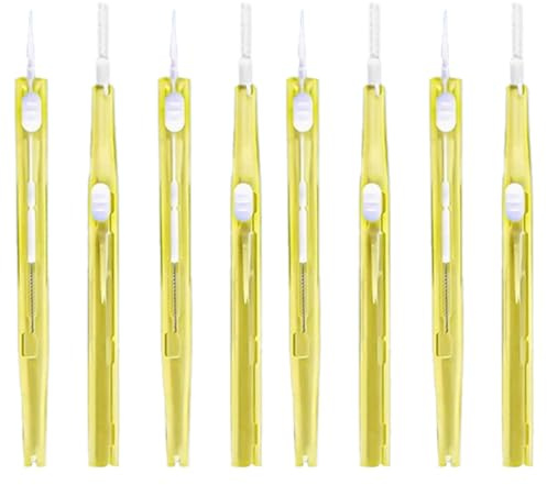 8 Pcs Double-Sided Phone Cleaning Kit Phone Cleaner Charging Port Cleaning Kit with Soft Bristles & Hook Mini Cleaning Brush for Phone Speaker USB-C Headphone Jack Keyboard (Yellow)