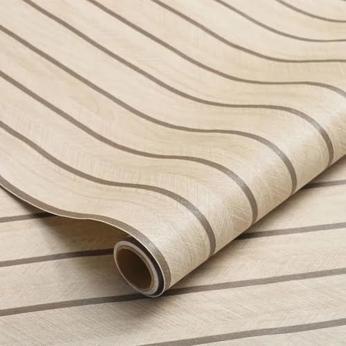MOTTK Selbstklebende Tapete in Holzoptik, 3D-Wandpaneele, wasserdichte Möbel-/Schrankfolie, 53 cm x 3 m, Vinylfolie zum Abziehen und Aufkleben, für Dekoration, Schlafzimmer/Wohnzimmer (Beige)