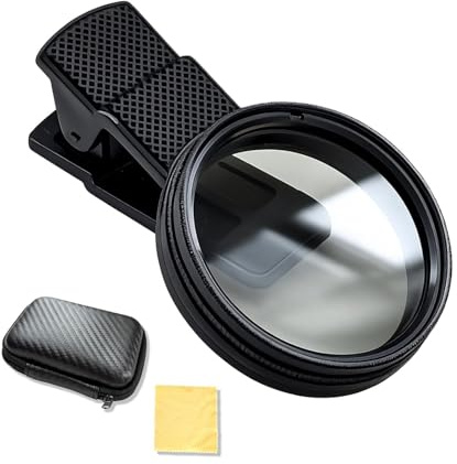 Filtro Cpl Universal para Cámara de Smartphone, Set de Objetivo 52mm, Filtro Polarizador 52mm para Smartphone, Filtro Cpl para Móvil con Clip Universal para Mejores Colores y Reflexiones Reducidas