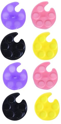 HOOTNEE Nagelring Nagellack Mischer 8 Stück Kleiner Maniküre Palette aus Kunststoff Tragbarer Ring Nageldesign Halter für Nagelkunst und Nail Art Fans Zufällige Farbe