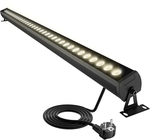 Yotivki LED Außenstrahler 4000K Neutralweiß, IP65 wasserdichter 1m Wandfluter mit 360° Halterung und Stecker, Superhelle LED Lichtleiste für Garten, Terrasse, Carport Beleuchtung