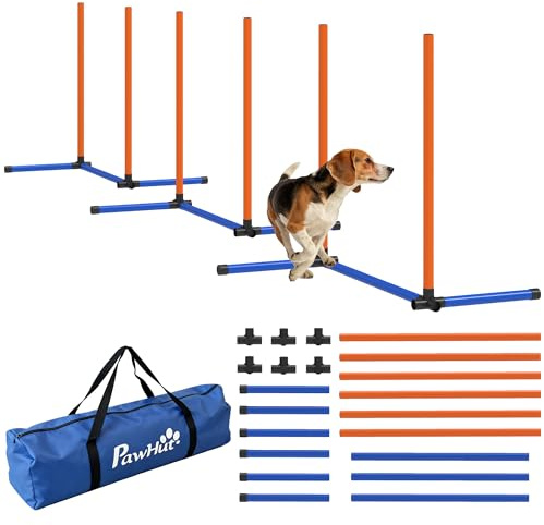 PawHut Set d'agilité 3 pièces Slalom pour Chien Orange