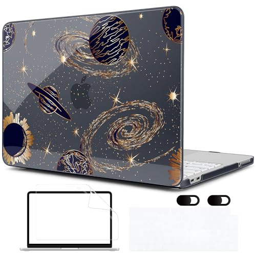 MEEgoodo, custodia stampata per MacBook Neo da 13” versione 2026 (adatta al modello A3404), custodie rigide per portatile con pellicola protettiva per tastiera e webcam, motivo Pianeti e galassie