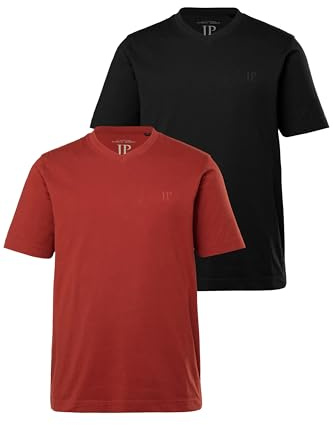 JP 1880 Herren große Größen Übergrößen Menswear L-8XL T-Shirts, Basic, 2er-Pack, V-Ausschnitt, Halbarm Ziegelrot 8XL 711318541-8XL
