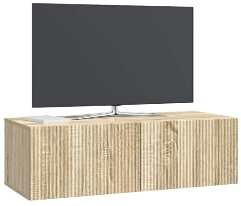 vidaXL Wandmontierter TV-Schrank Sonoma-Eiche 98 x 41 x 30 cm, Wohnzimmer, Moderne Entertainment-Wand, rechteckige TV-Konsole, stylischer Stauraum, hängender Schrank