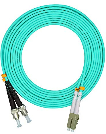 Jeirdus OM3 LWL Kabel LC/ST (15 Meters, 1 Kabel) | Duplex Multimode Glasfaser Lichtwellenleiter Patchkabel OptischeKabel LC-ST