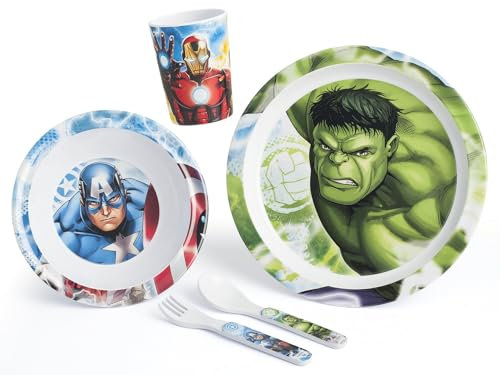 Lulabi Marvel Avengers - Juego de mesa, 5 unidades, Melamina