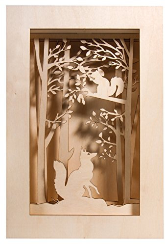Rayher Holzbausatz 3D-Motivrahmen Wald, Birkenholz FSC zertifiziert, natur, 20 x 30 cm, Tiefe 6,6 cm, Set 15teilig, zum Basteln und Bemalen, 46301000