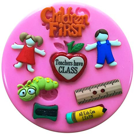 School Teacher Bookworm Children Silicone Mould Mold for Cake Decorating Cake Cupcake Toppers Icing Sugarcraft Tool by Fairie Blessings