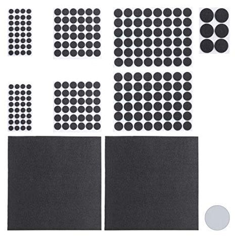 Relaxdays, schwarz Filzgleiter 240er Pack, 2 Filzplatten zum Zuschneiden, Klebefilz, runde Möbelgleiter, versch. Größen, Standard