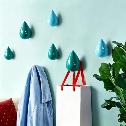 Homieco 2 Stück Kreative Wassertropfen Kleiderhaken Wand Montiert Aufhänger Moderne Dekor Wanddekoration