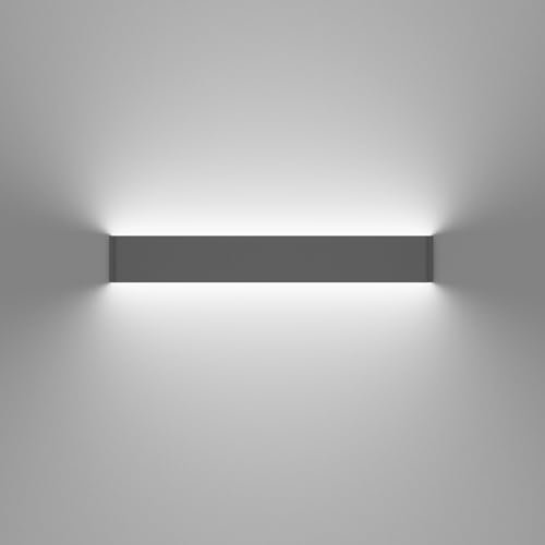 Klighten LED Wandleuchten Innen, 61cm Wandlampe Up and Down Wandleuchte,20W, IP44, Badlampe Wandbeleuchtung für Wohnzimmer Treppenhaus 6000K Kaltes Weiß,Dunkelgrau