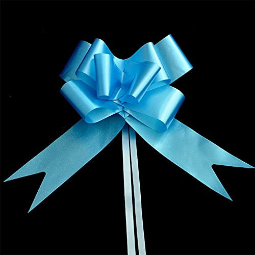 SHATCHI Large 30mm/3cm Ribbon Pull Bows for Party Wall, Gift Wraps, Christmas Trees, Wedding, Birthday Hampers Decoration Florist, Light Blue, 40pcs