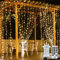 306 LED Curtain Lights Waterproof, 3m x 3m 8 Modes Warm White Window Fairy Lights with Remote Control, Indoor/Outdoor String Lights Plug in for Bedroom, Gazebo, Party, Wedding, Christmas Decorations