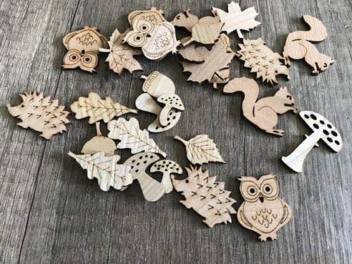 Herbst Mix 50 Streudeko Holz Tischdeko Deko Bastel Zubehör Blatt Pilz Igel Eule