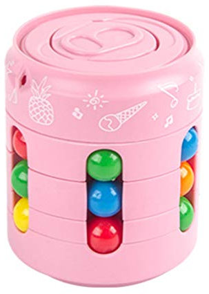 Dekompression, rotierendes magisches Bohnen-Spielzeug, magisches Puzzle, Perlen, magischer Würfel, magischer Würfelspielzeug, pädagogisches Stressabbau-Spielzeug für Kinder und Erwachsene (Pink)