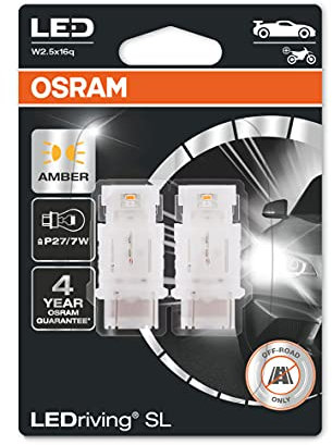 OSRAM LEDriving SL, LED Signal Lamps, Off-Road Only, Non ECE, Double Blister, Amber, P27/7W