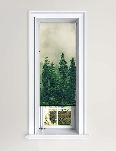 Lister Cartwright Blackout Roller Blinds Windows Child Safety Fitting Included Beautiful Design, Green Forest 60 x 140 cm