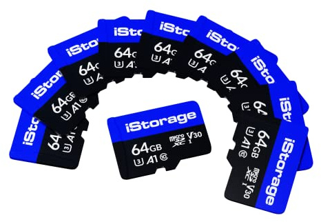 10 Pack iStorage microSD-Karte 64GB | Verschlüsseln Sie die auf iStorage microSD-Karten gespeicherten Daten mit dem datAshur SD USB-Flash-Laufwerk | Nur mit datAshur SD-Laufwerken kompatibel