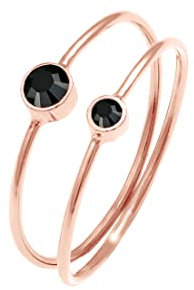 Elli Ring Damen Set Filigran mit Kristallen Schwarz in 925 Sterling Silber