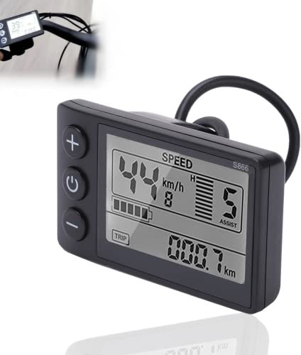 SUNGOOYUE S866 Electric Bicycle LCD Display Meter Panel, 24V 36V 48V Display Meter Control Panel with Waterproof Plug