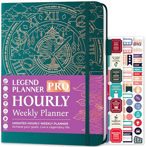 Legend Planner Pro Stundenplaner-Edition – undatierter Deluxe-Wochenplaner und Tagesplaner mit Zeitfächern. Zeitmanagement-Terminbuch, Tagebuch für Arbeit und Privatleben, A4-Größe, Hardcover,