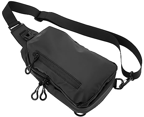 Socobeta Schwarze Herrentasche, Outdoor-Brusttasche, Nylon, Abnehmbarer Riemen, Brust-Umhängetasche, Geeignet für Spaziergänge, Fahrrad und Business Sportausrüstung