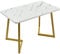 I0I&I0I Eleganter MDF Esstisch mit Marmoroptik und goldenen Beinen - Robust, stilvoll und funktional (Golden/Weiß)