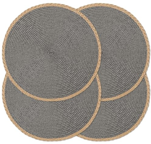 Noctiflorous Runde Tischsets, 4 Stück, 38,1 cm, geflochtene handgewebte Tischuntersetzer, hitzebeständig, rutschfest, abwischbar, dünne Kanten, Platzsets für Küche, Esszimmer, drinnen und draußen