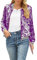 Nokiwiqis Damen Glitzer Pailletten Bomberjacke Langarm Reißverschluss Crop Jacke Lässig Herbst Kurze Bikerjacke Jacke Party Club (Lila, L)