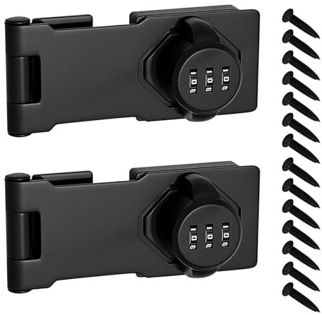 2 cerraduras de cerradura de código de contraseña de 3 dígitos, cerradura de combinación sin llave con 7 tornillos y 1 pin de combinación para puertas pequeñas, armarios, puertas de granero al aire