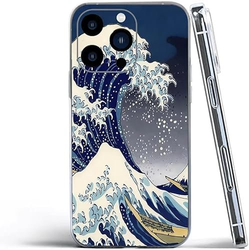 ZackLi Phone Case The Great Wave Off Kanagawa Night Compatible with iPhone SE 3rd/2nd/8/7 Case Katsushika Japanese Art Hokusai Shockproof TPU Phone Cover