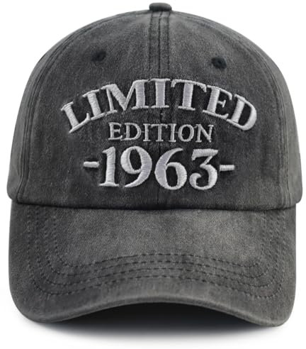 Xullaxth Limitierte Auflage 1960 1961 1962 1963 1964 1965 1966 1967 1968 1969 Mütze für Herren und Damen, verstellbare Baseballkappe aus Baumwolle, 1963 Schwarz, Einheitsgröße